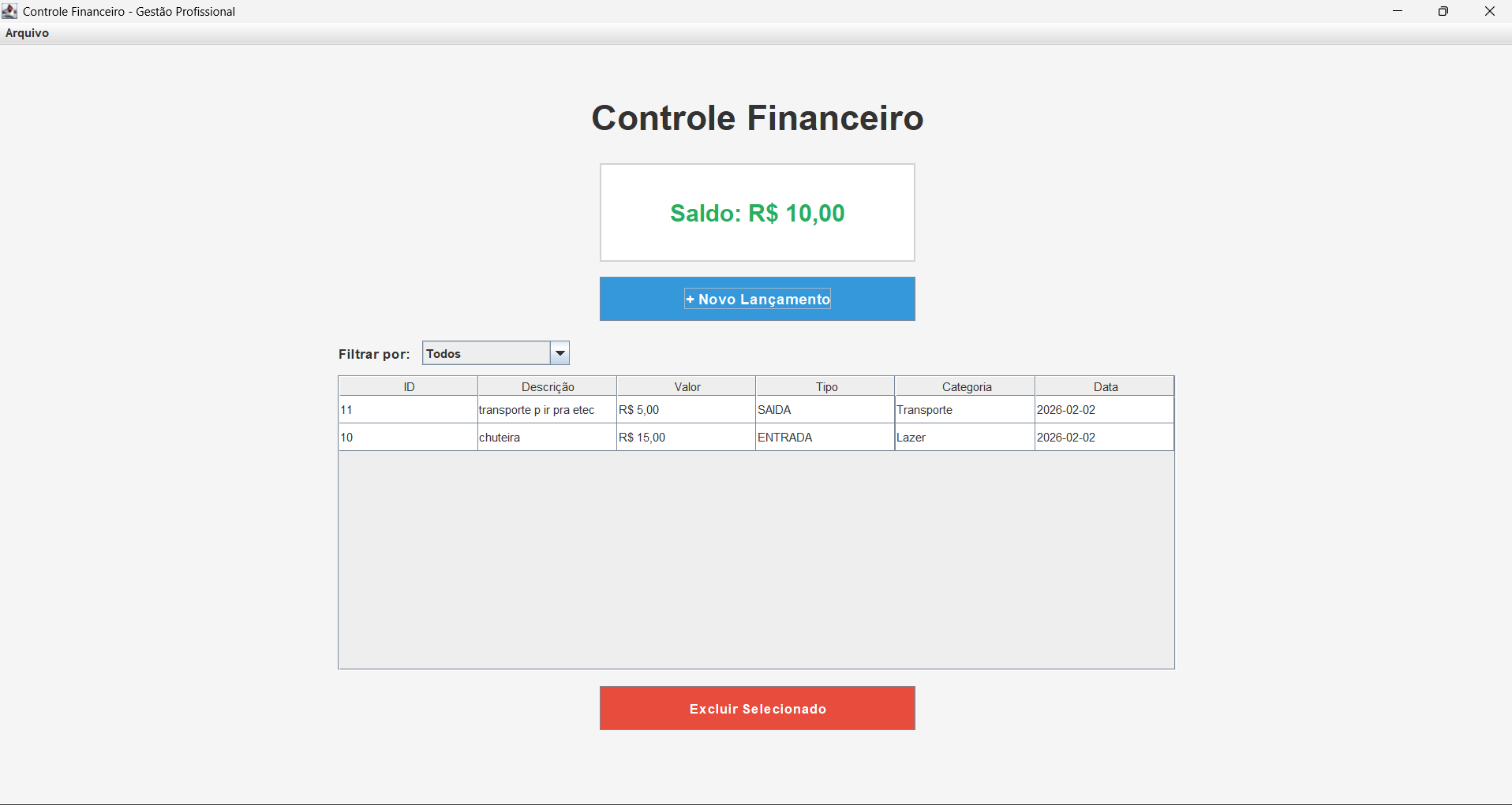 Controle financeiro